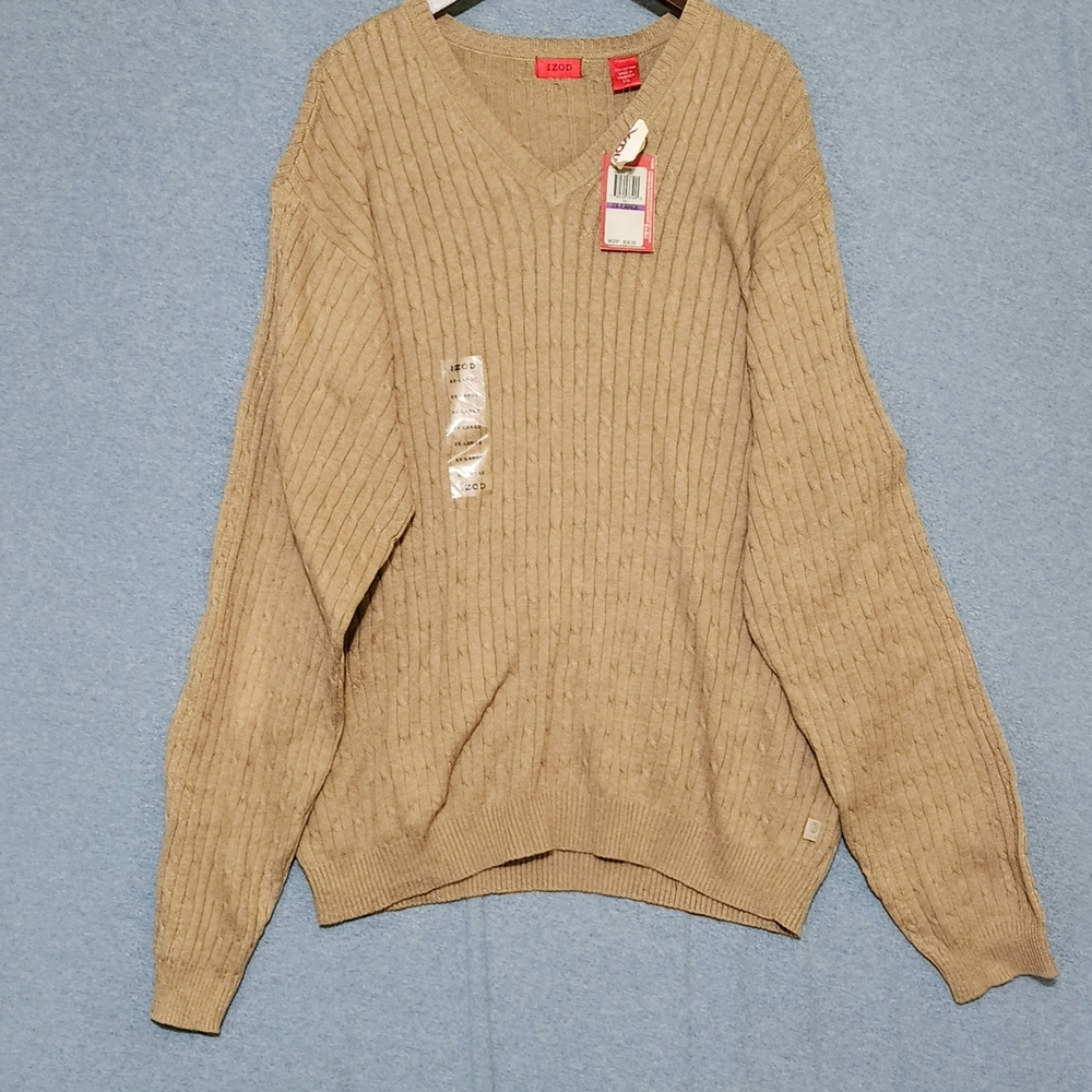 Izod V-Neck Cable Knit Oversized Sweater